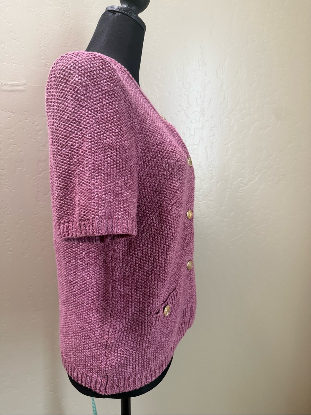 Ann Taylor Lavender Button-Up Short Sleeve Cardigan - Picture 5 of 9